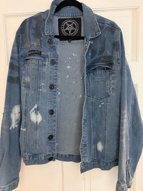 Blackcraft Bleach-Splatter Light Wash Denim Jacket